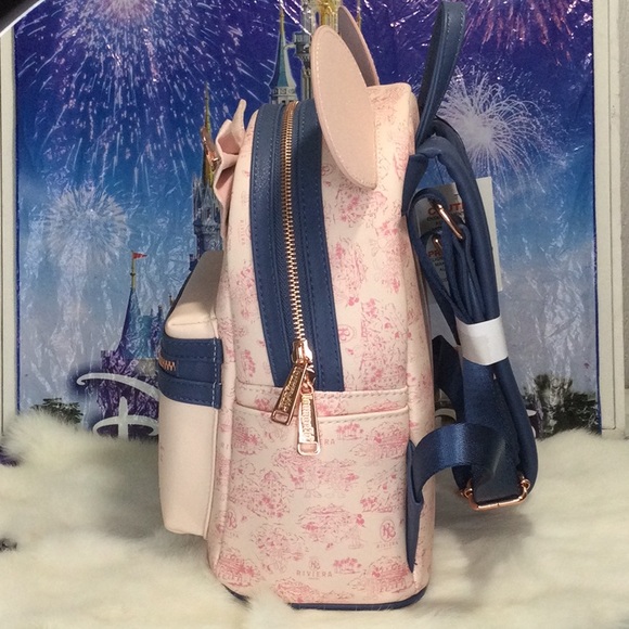 Disney parks riviera resort exclusive pink navy and rose gold debossed loungefly - Picture 2 of 3